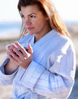 Badjas | Powder Blue Stripes | Bath Collection | Ilse Jacobsen