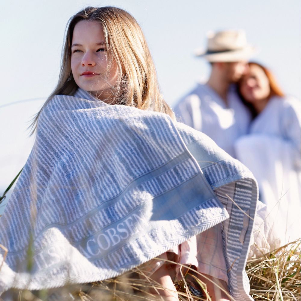 Badhanddoek | Powder Blue Stripes | Bath Collection | Ilse Jacobsen