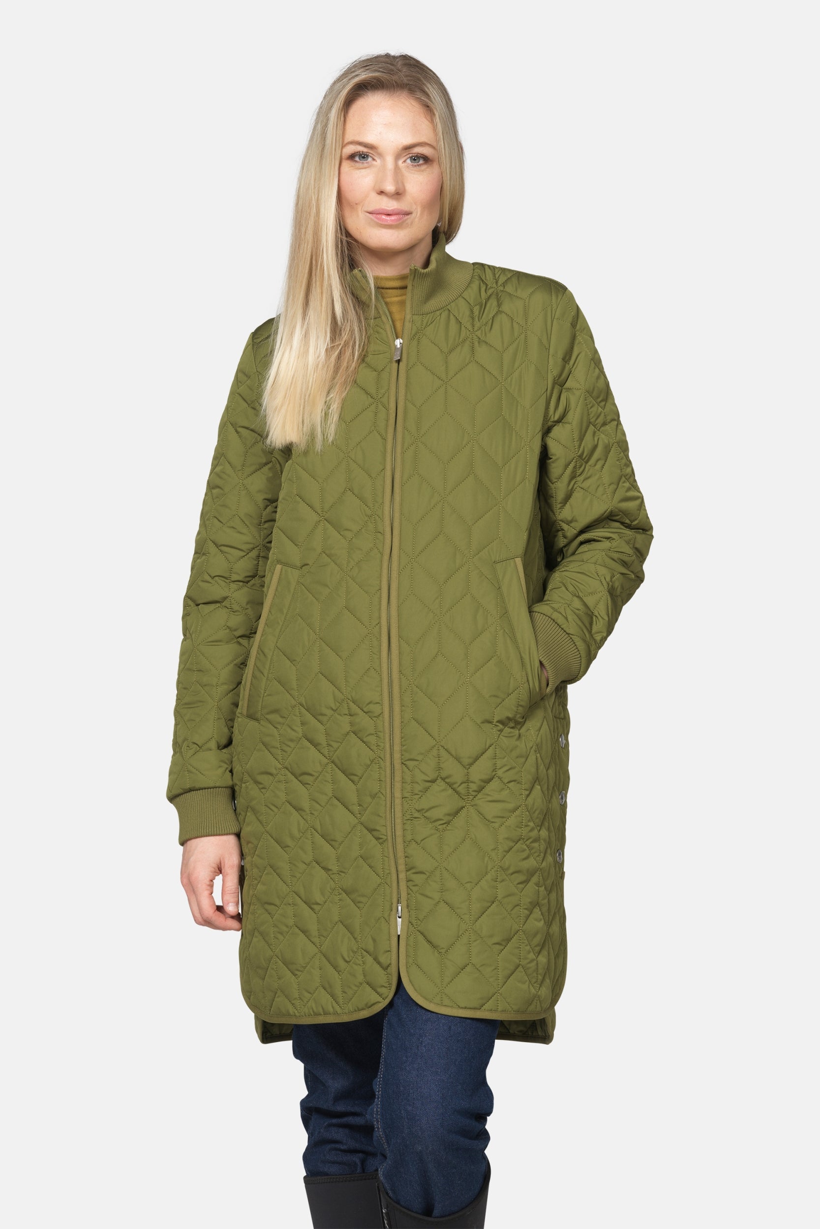 Lange gewatteerde jas ART06 | Sphagnum | Coat | Ilse Jacobsen