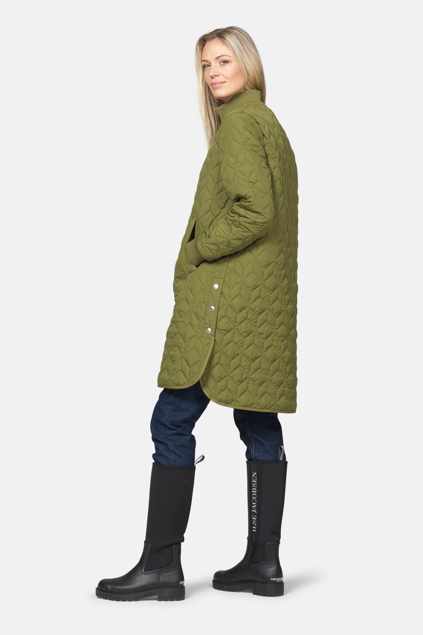 Lange gewatteerde jas ART06 | Sphagnum | Coat | Ilse Jacobsen