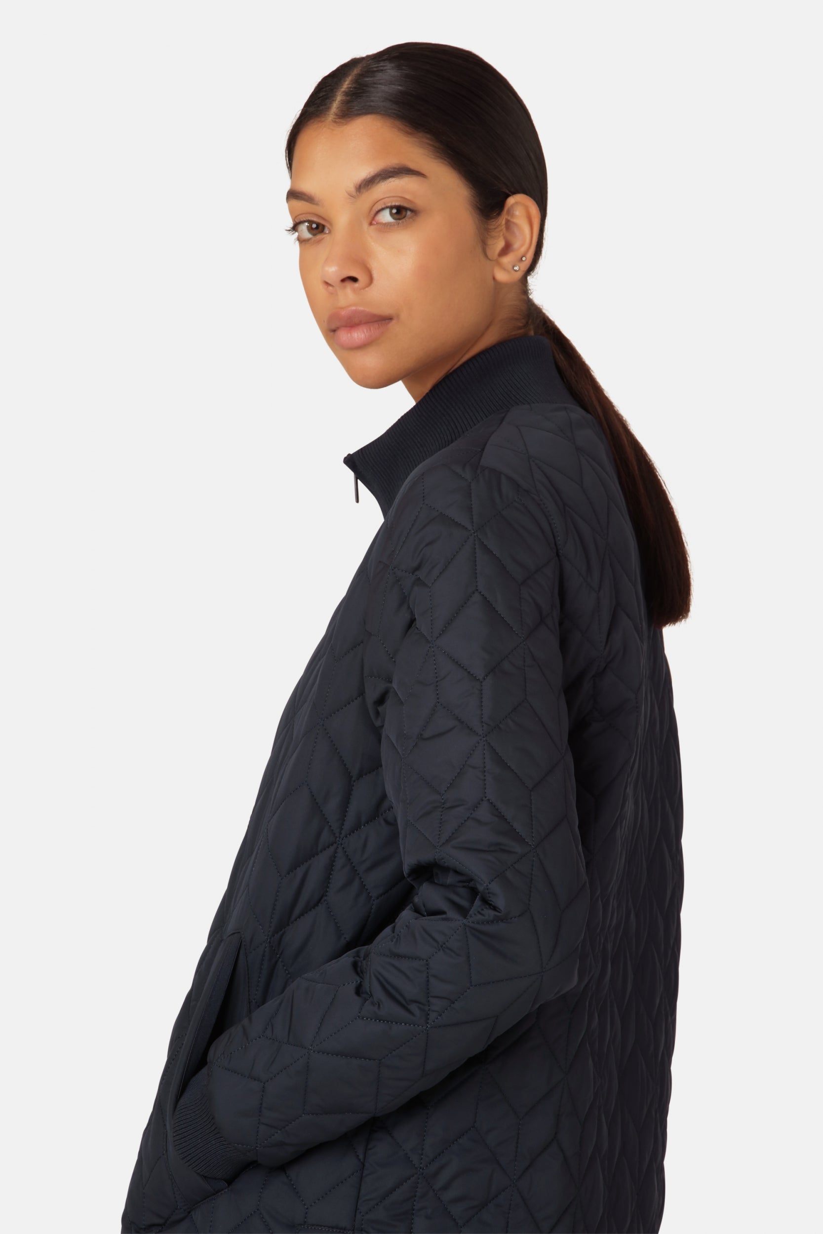Gewatteerde jas ART06 | Dark Indigo | Coat | Ilse Jacobsen
