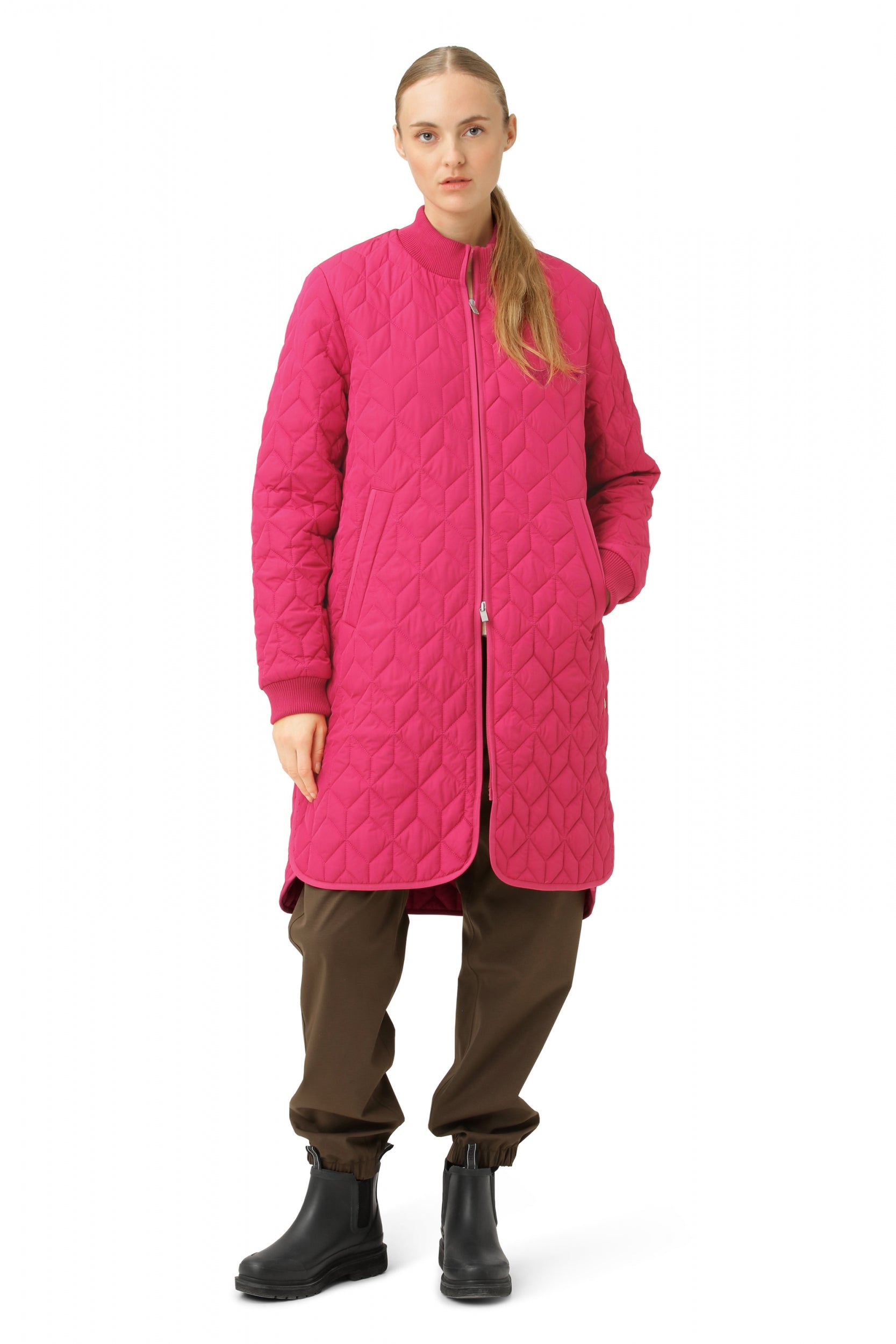 Gewatteerde Jas ART06 | Magenta | Coat | Ilse Jacobsen