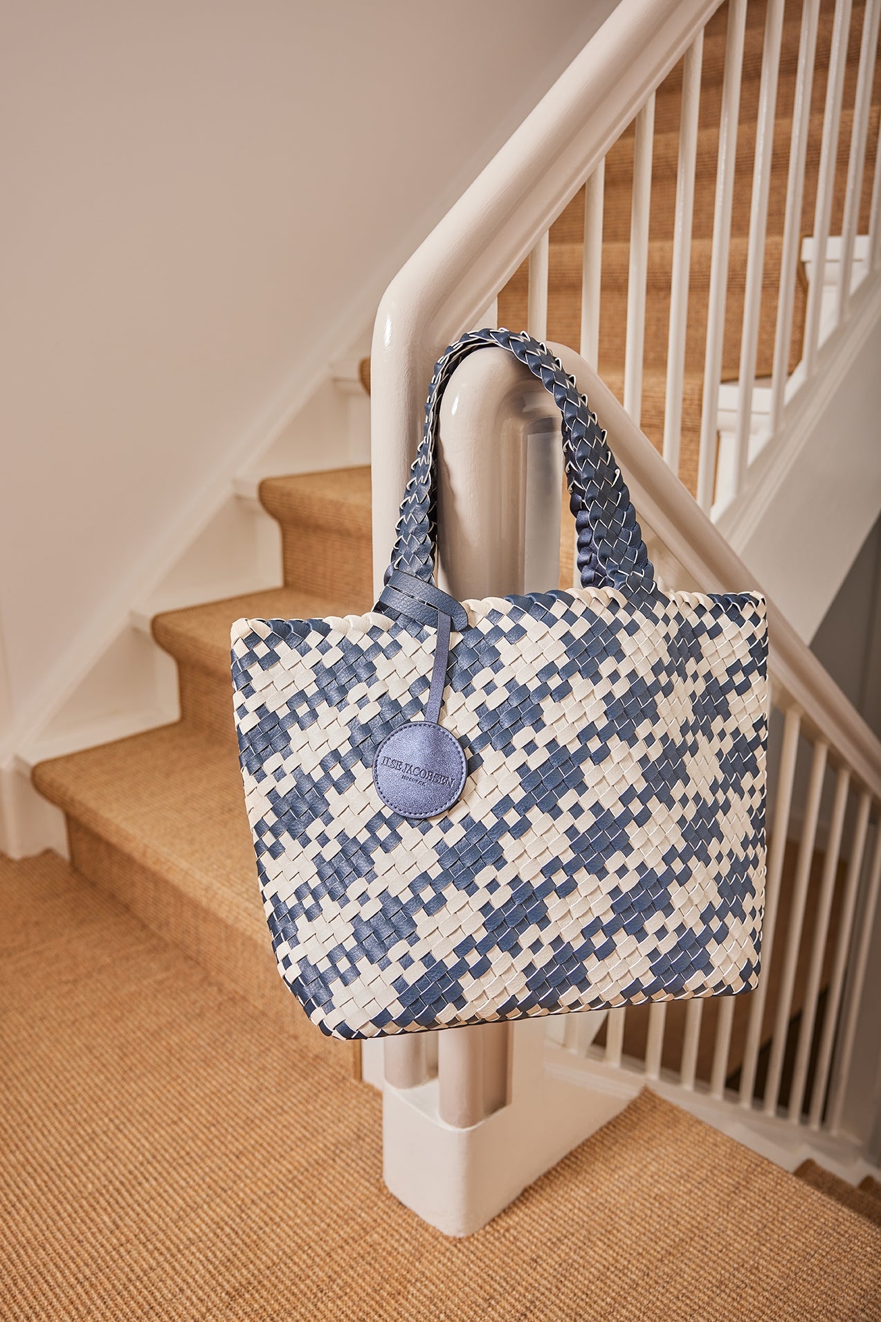 Reversible Tote Bag BAG08HOUNDSTOOTH | Ombre Blue Light Sand | Bag | Ilse Jacobsen