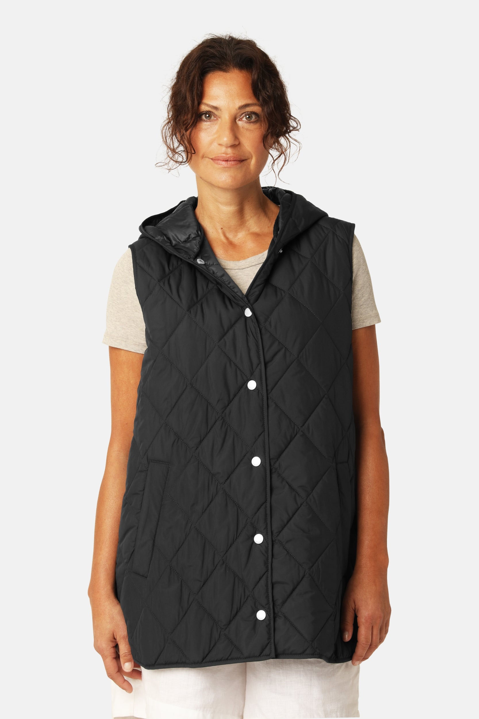 Lang Gewatteerd Vest BEAT02 | Dark Indigo | Vest | Ilse Jacobsen