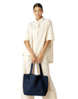 Reversible Tote bag BAG08 M | Navy Metalic Blue | Bag | Ilse Jacobsen