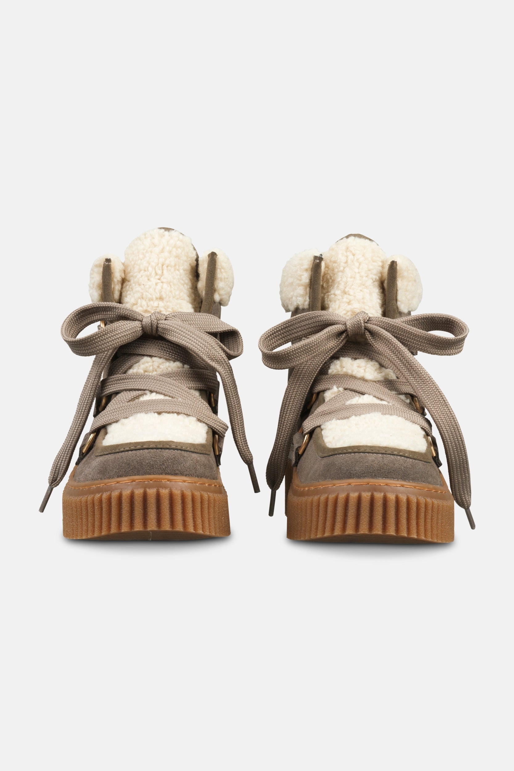 Suède veterlaarsjes met lamsvacht CALIRA02 | Falcon Clay | Shoes | Ilse Jacobsen