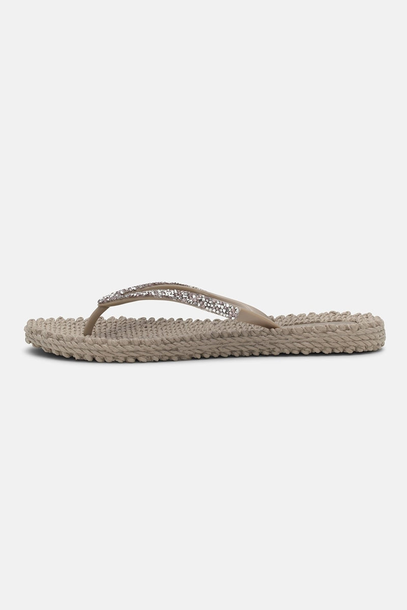 Slippers met zilveren mix strass steen CHEERFUL03G | Atmosphere | Flip Flop | Ilse Jacobsen