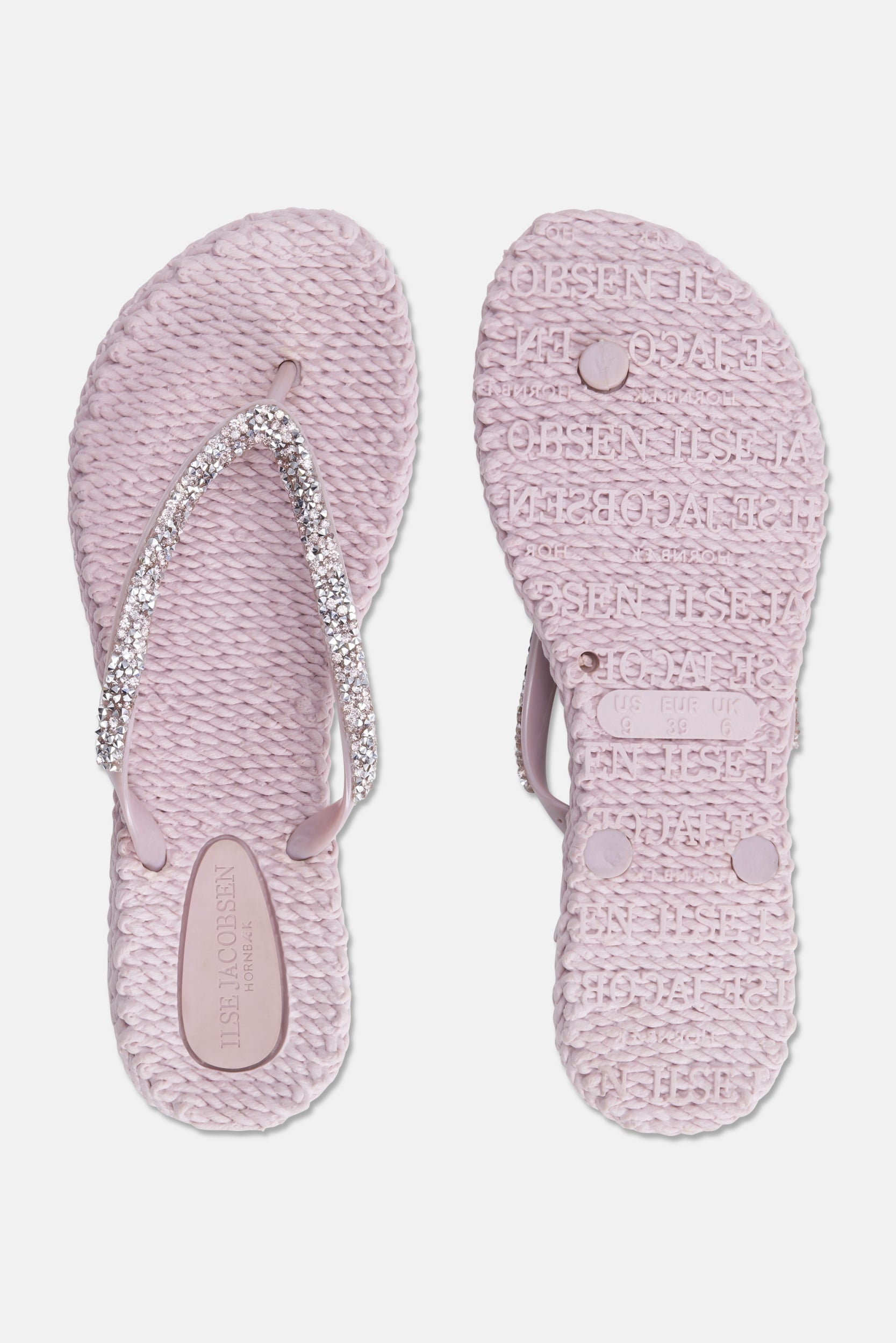 Slippers met zilveren mix strass steen CHEERFUL03G | Mauv Shadows | Flip Flop | Ilse Jacobsen