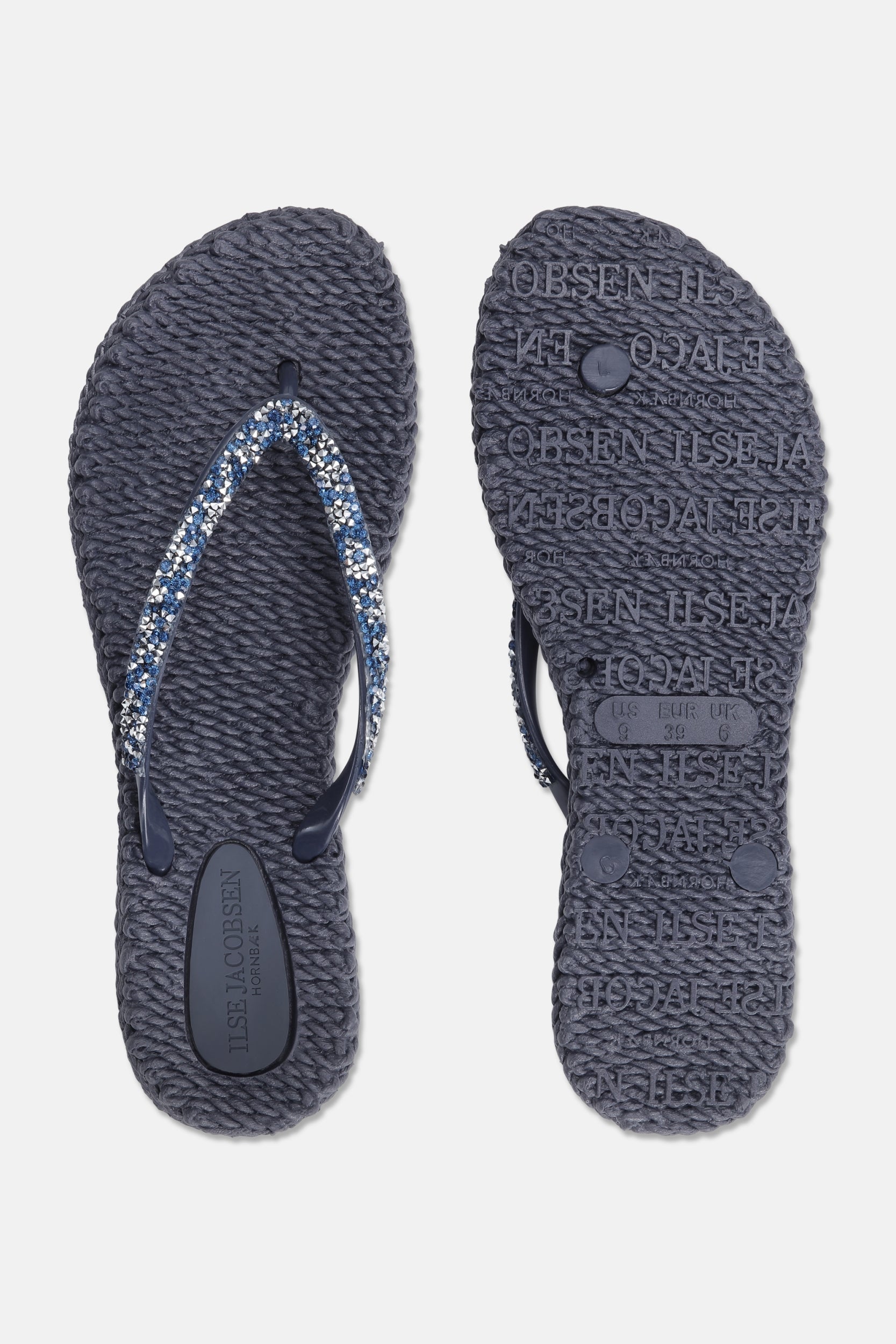Slippers met zilveren mix strass steen CHEERFUL03G | Ombre Blue | Flip Flop | Ilse Jacobsen