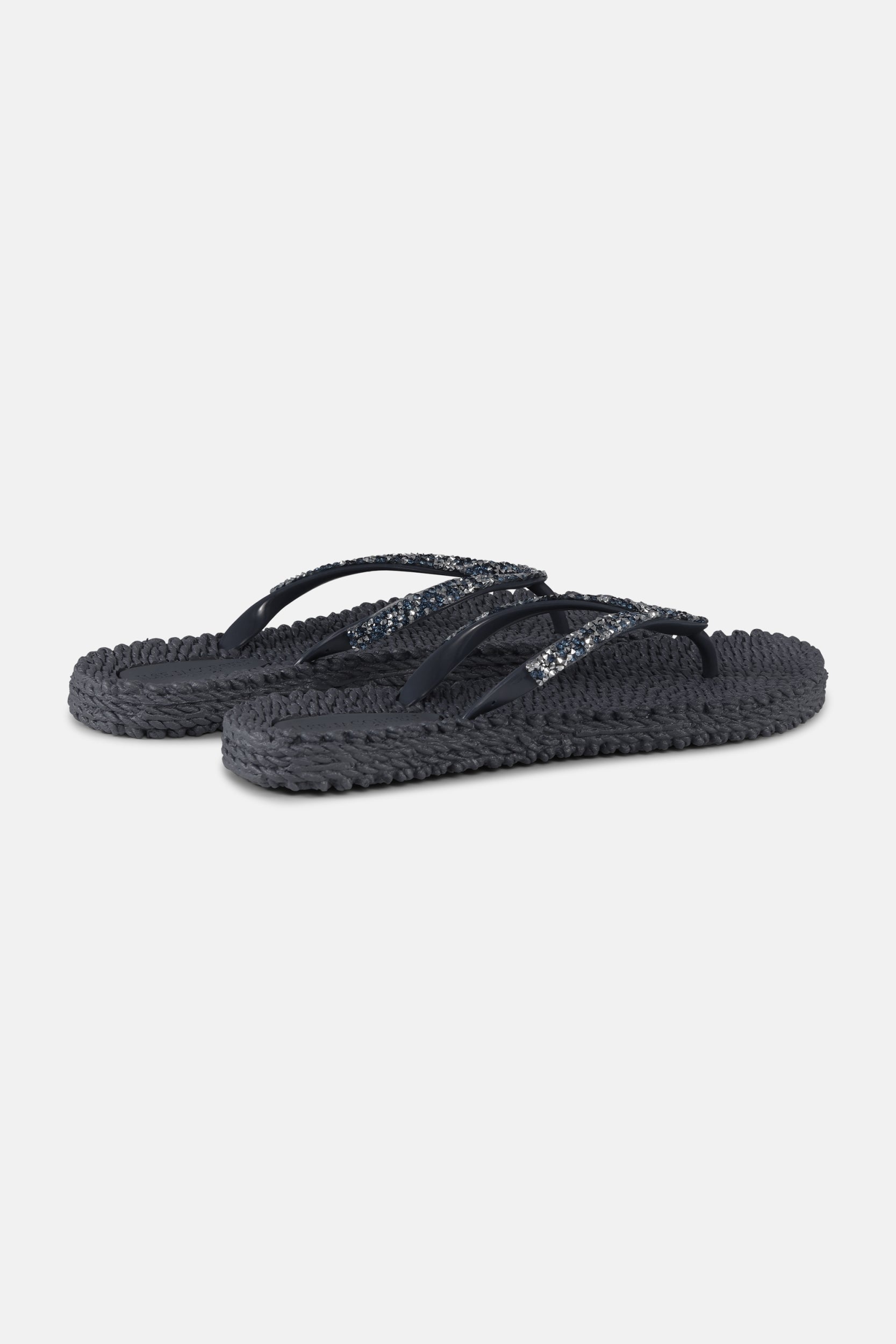 Slippers met zilveren mix strass steen CHEERFUL03G | Dark Indigo | Flip Flop | Ilse Jacobsen