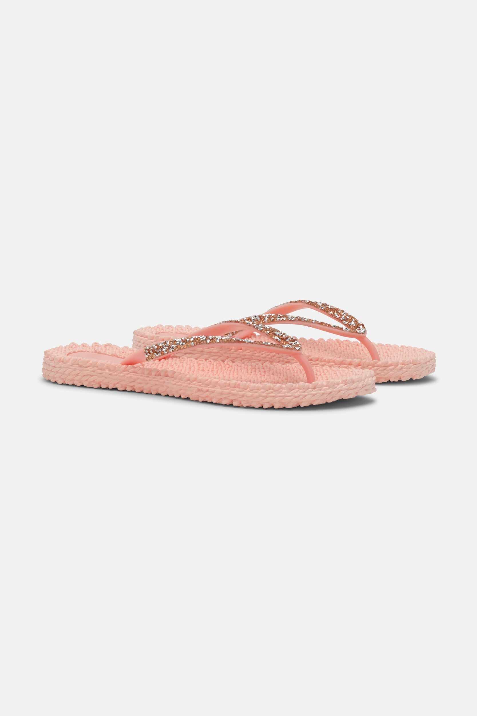 Slippers met zilveren mix strass steen CHEERFUL03G | Soft Coral | Flip Flop | Ilse Jacobsen