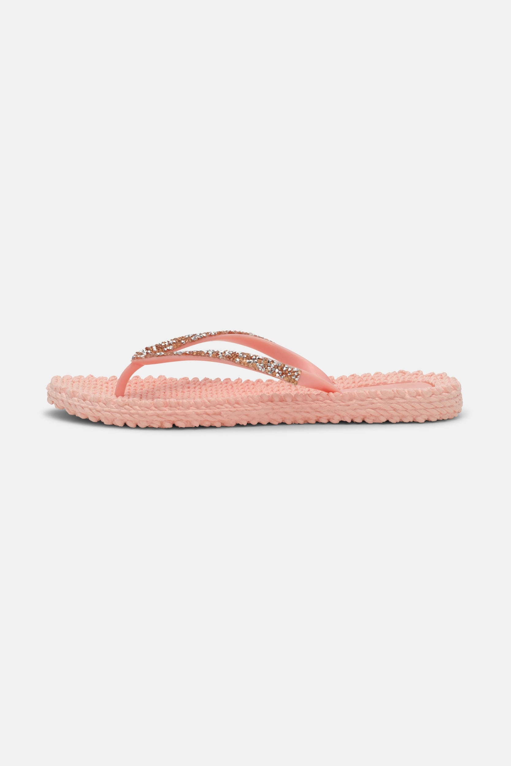 Slippers met zilveren mix strass steen CHEERFUL03G | Soft Coral | Flip Flop | Ilse Jacobsen