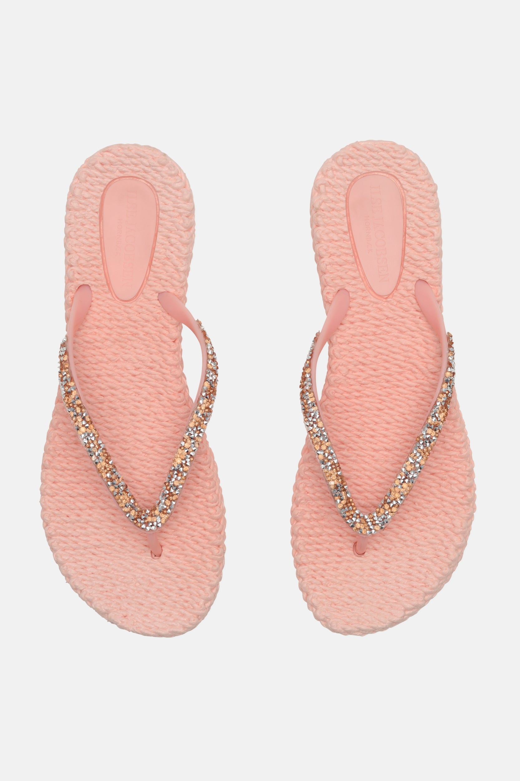 Slippers met zilveren mix strass steen CHEERFUL03G | Soft Coral | Flip Flop | Ilse Jacobsen