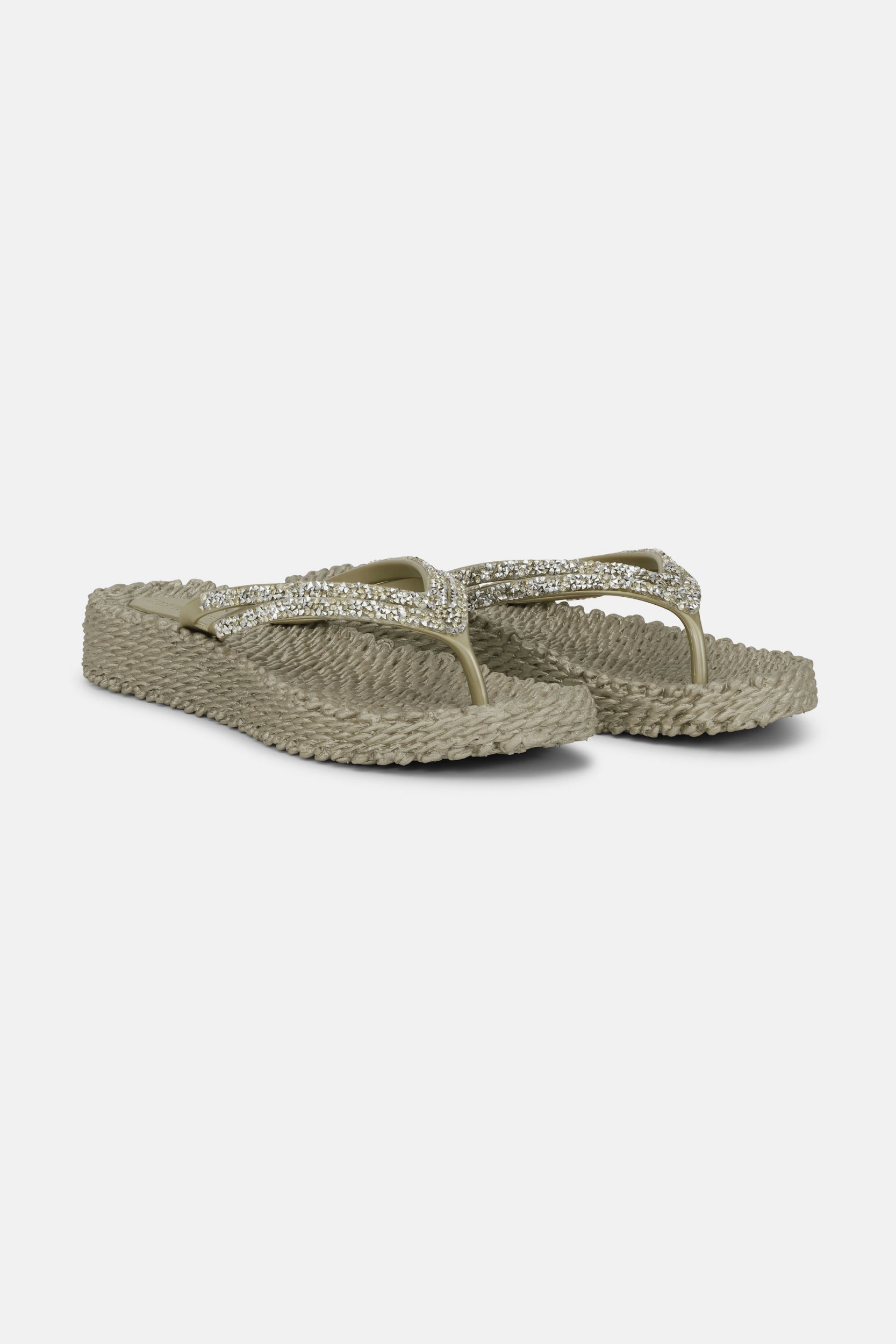 Platform slippers met zilveren mix strass steen CHEERFUL15 | Platin | Flip Flop | Ilse Jacobsen