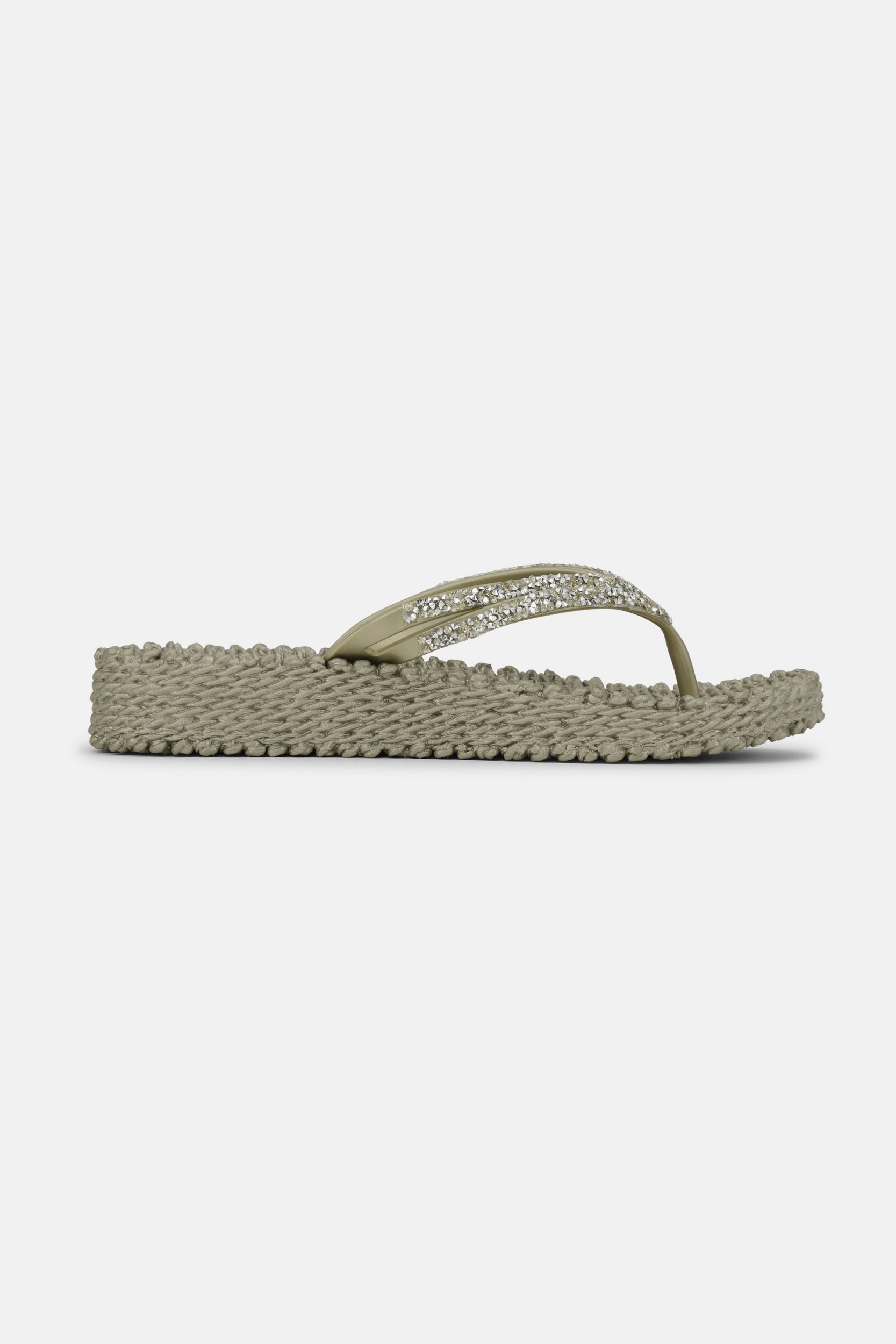 Platform slippers met zilveren mix strass steen CHEERFUL15 | Platin | Flip Flop | Ilse Jacobsen