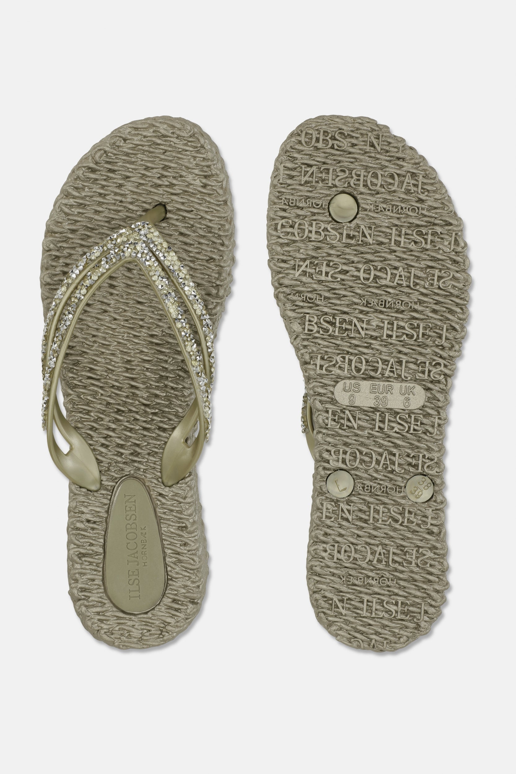 Platform slippers met zilveren mix strass steen CHEERFUL15 | Platin | Flip Flop | Ilse Jacobsen