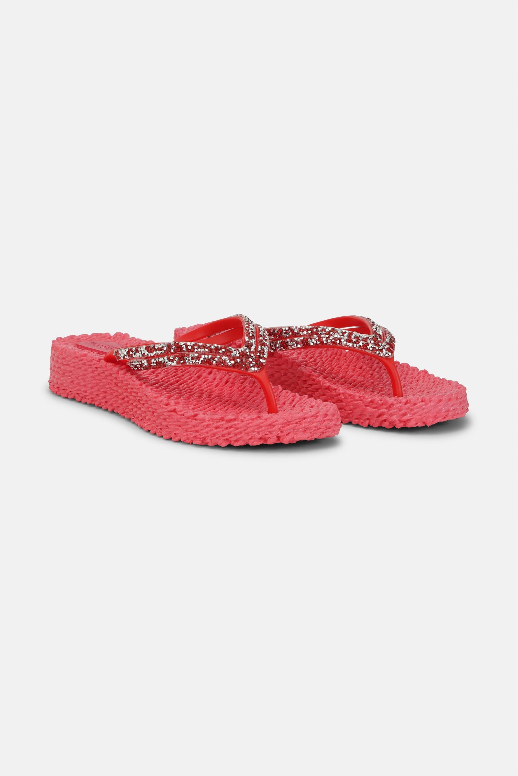 Platform slippers met zilveren mix strass steen CHEERFUL15 | Raspberry | Flip Flop | Ilse Jacobsen