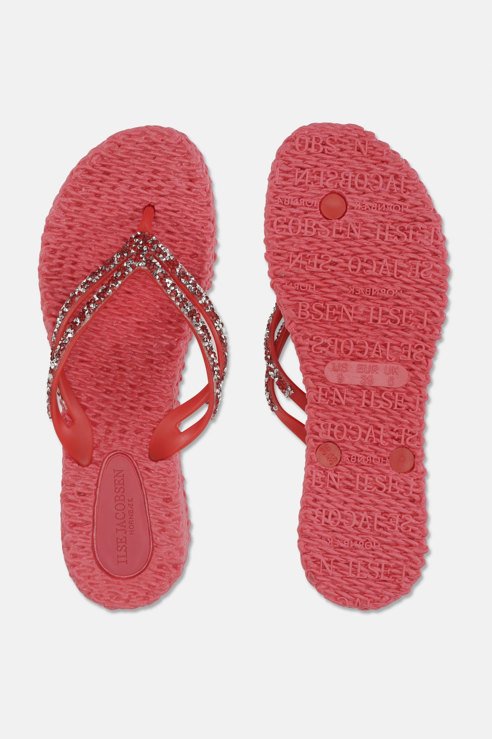 Platform slippers met zilveren mix strass steen CHEERFUL15 | Raspberry | Flip Flop | Ilse Jacobsen