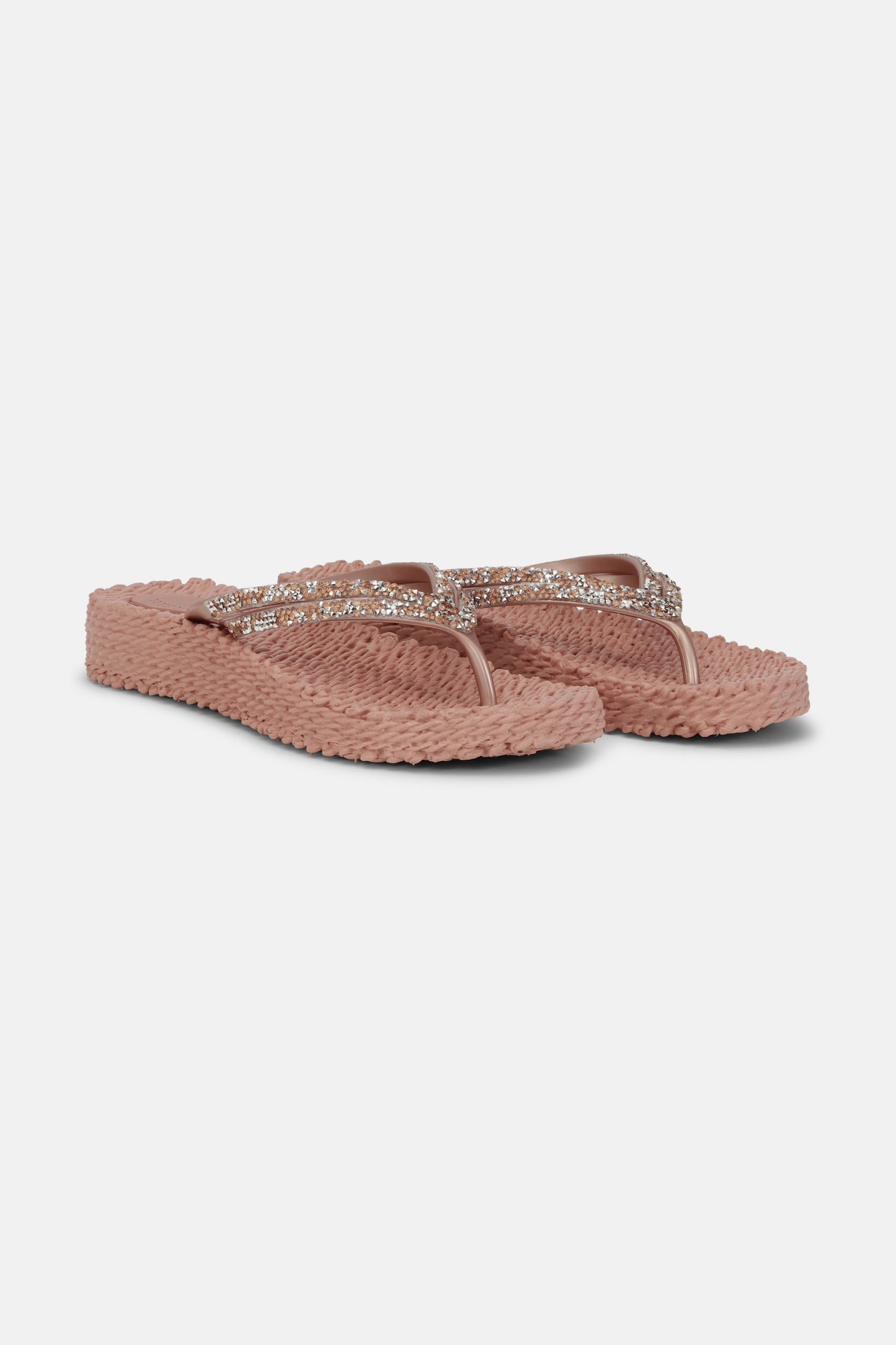 Platform slippers met zilveren mix strass steen CHEERFUL15 | Misty Rose | Flip Flop | Ilse Jacobsen