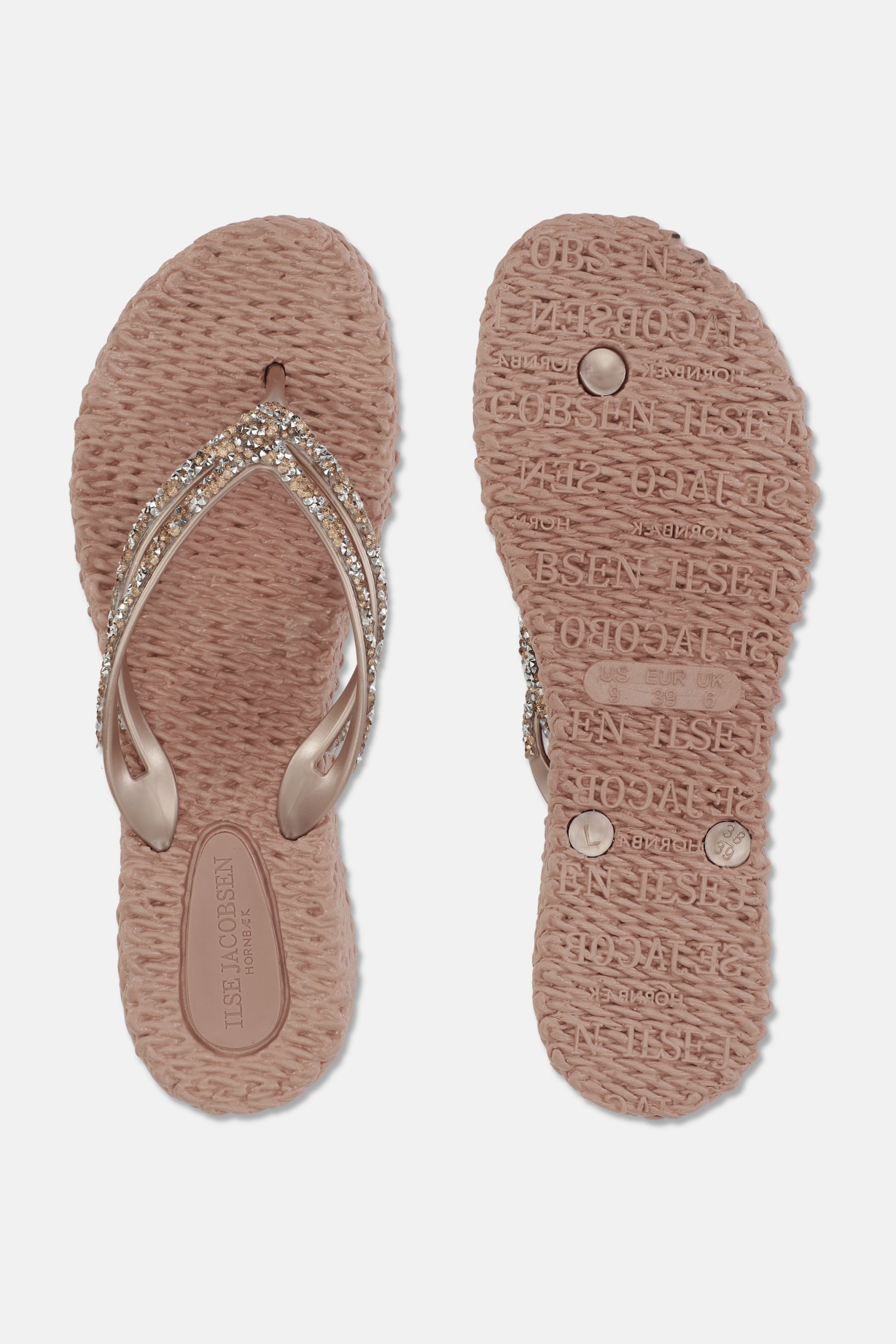 Platform slippers met zilveren mix strass steen CHEERFUL15 | Misty Rose | Flip Flop | Ilse Jacobsen