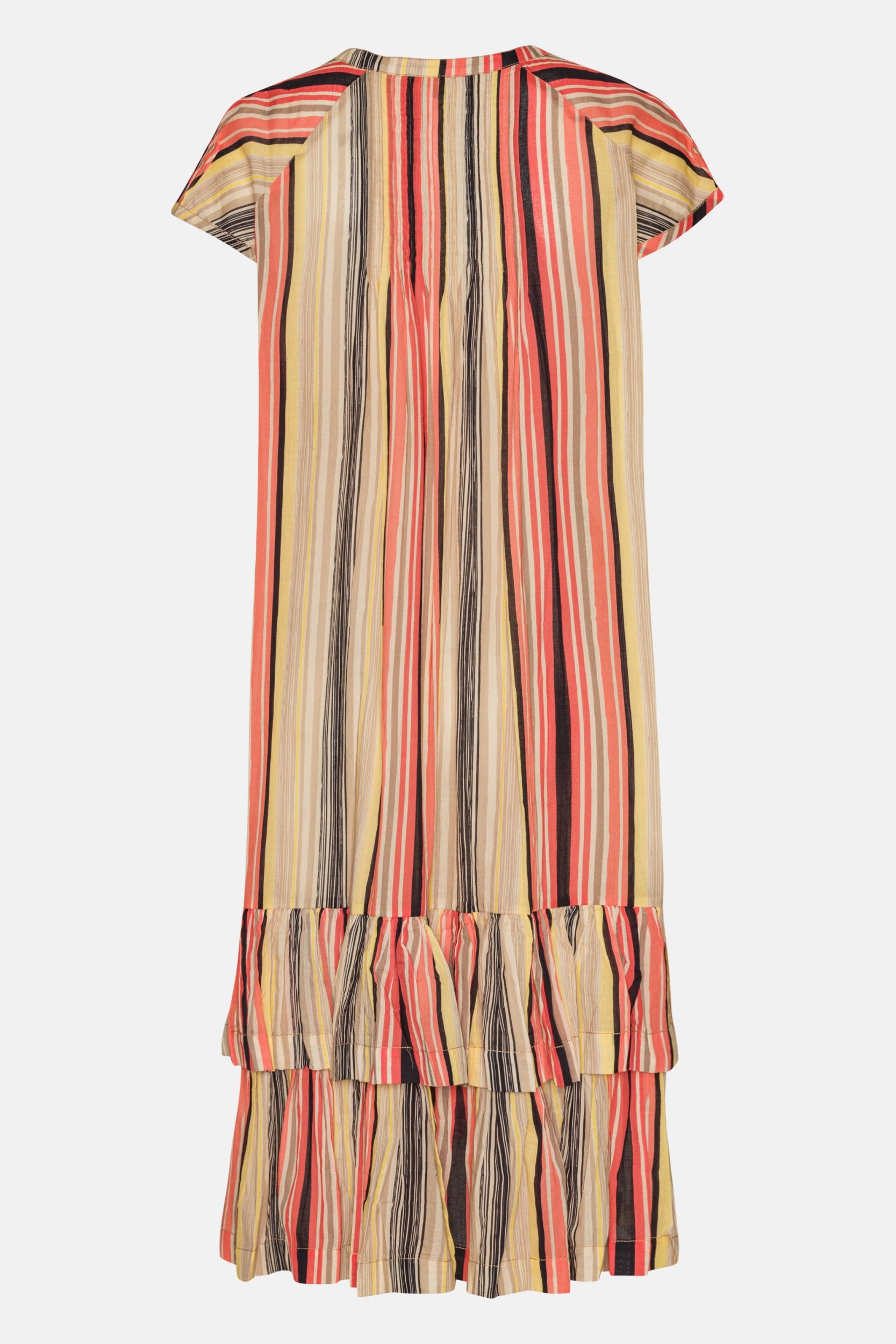 Korte Mouw Lange Jurk COTTIK02P | Red Organic Stripe | Dress | Ilse Jacobsen