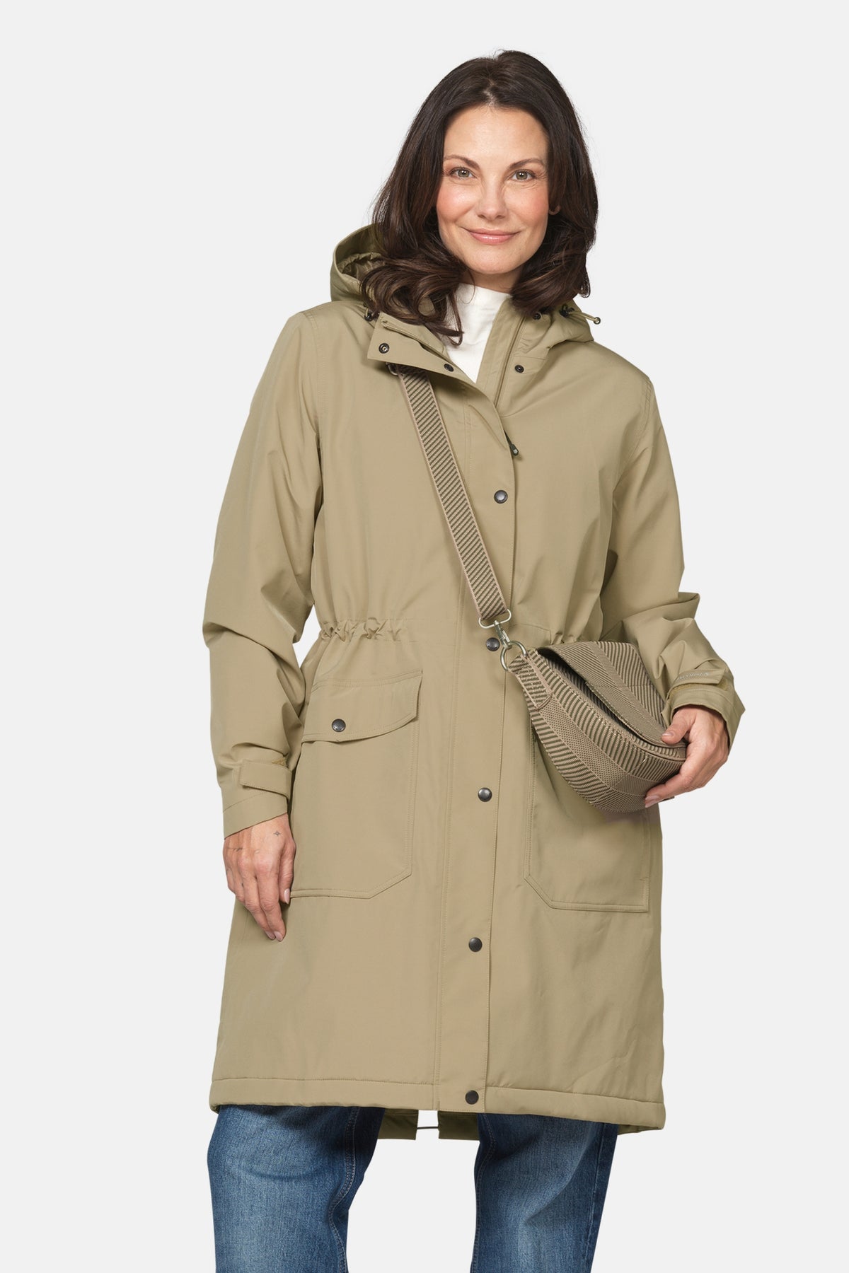 Gevoerde regenparka DASHRAIN01 | Greige | Jacket | Ilse Jacobsen