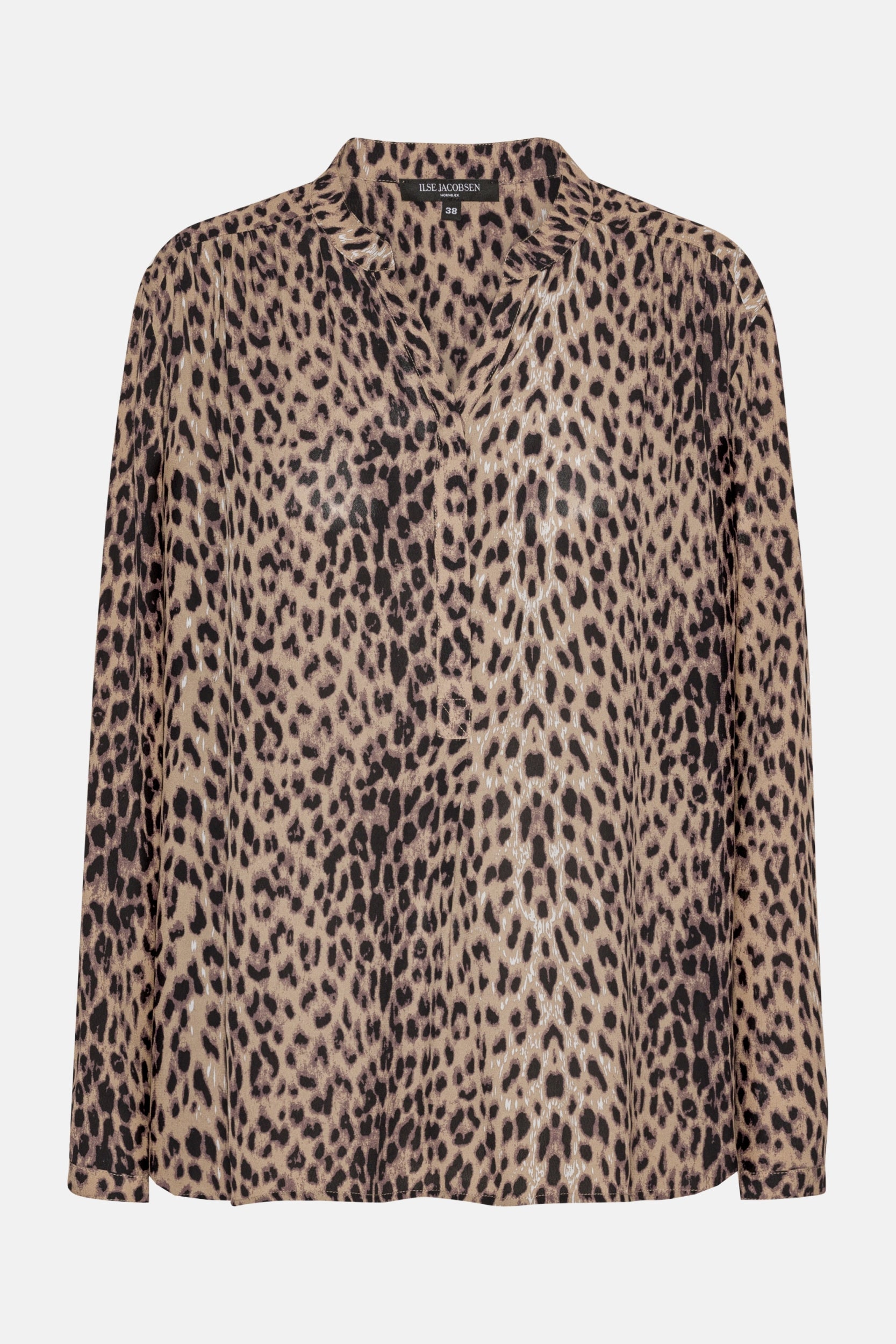 Blouse met halve knoopsluiting PANTHERA01P | Brown Panthera Print | Shirt | Ilse Jacobsen