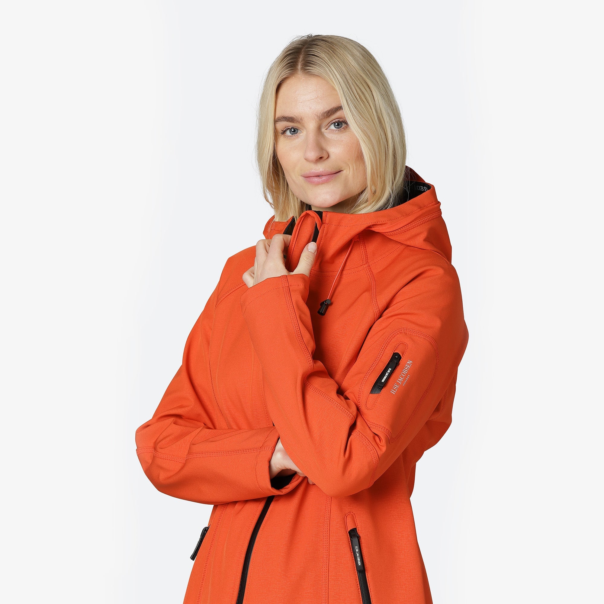 Softshell Regenjas Lang RAIN37L | Warm Orange | Raincoat | Ilse Jacobsen