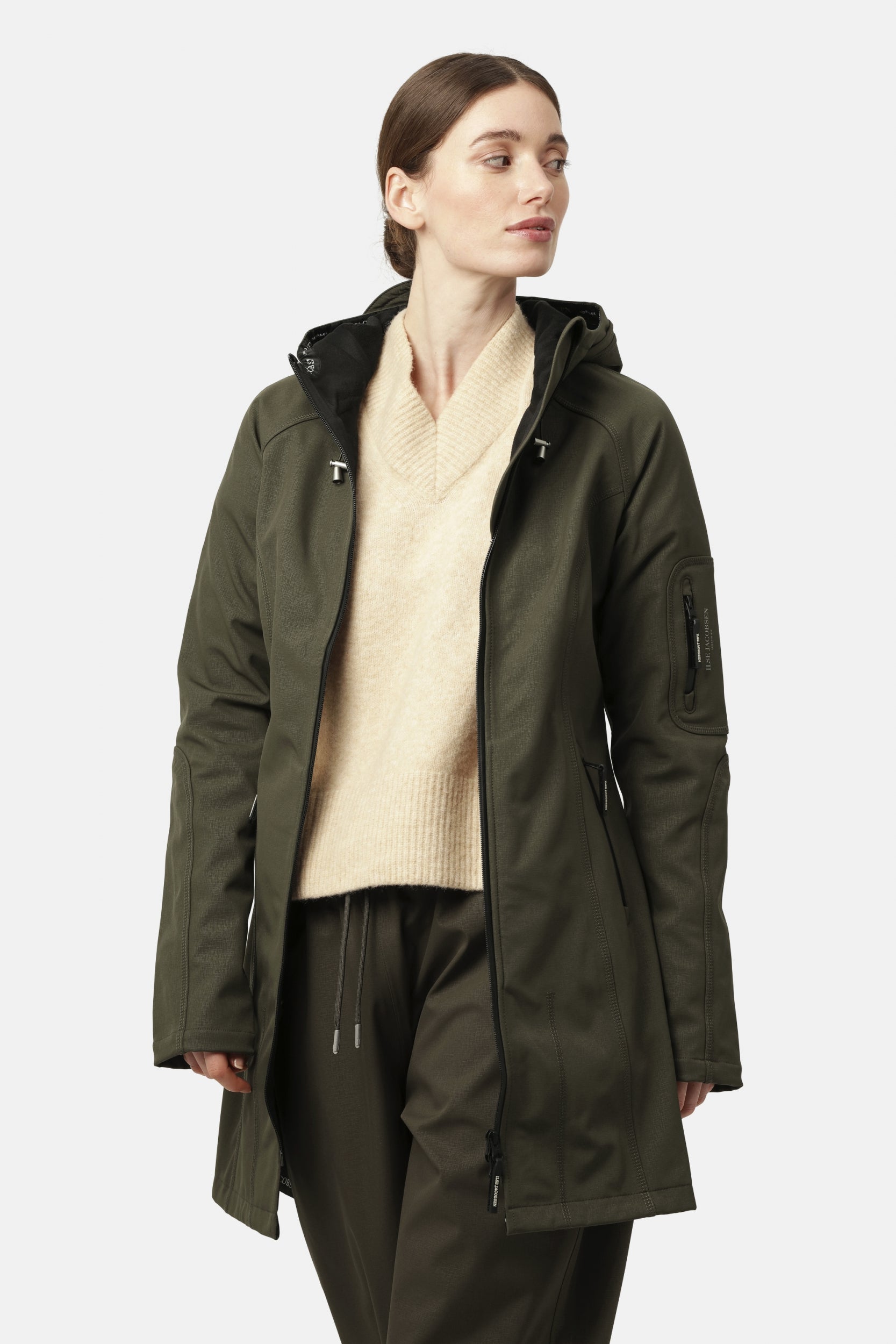 Softshell regenjas lang RAIN37L | Army | Raincoat | Ilse Jacobsen