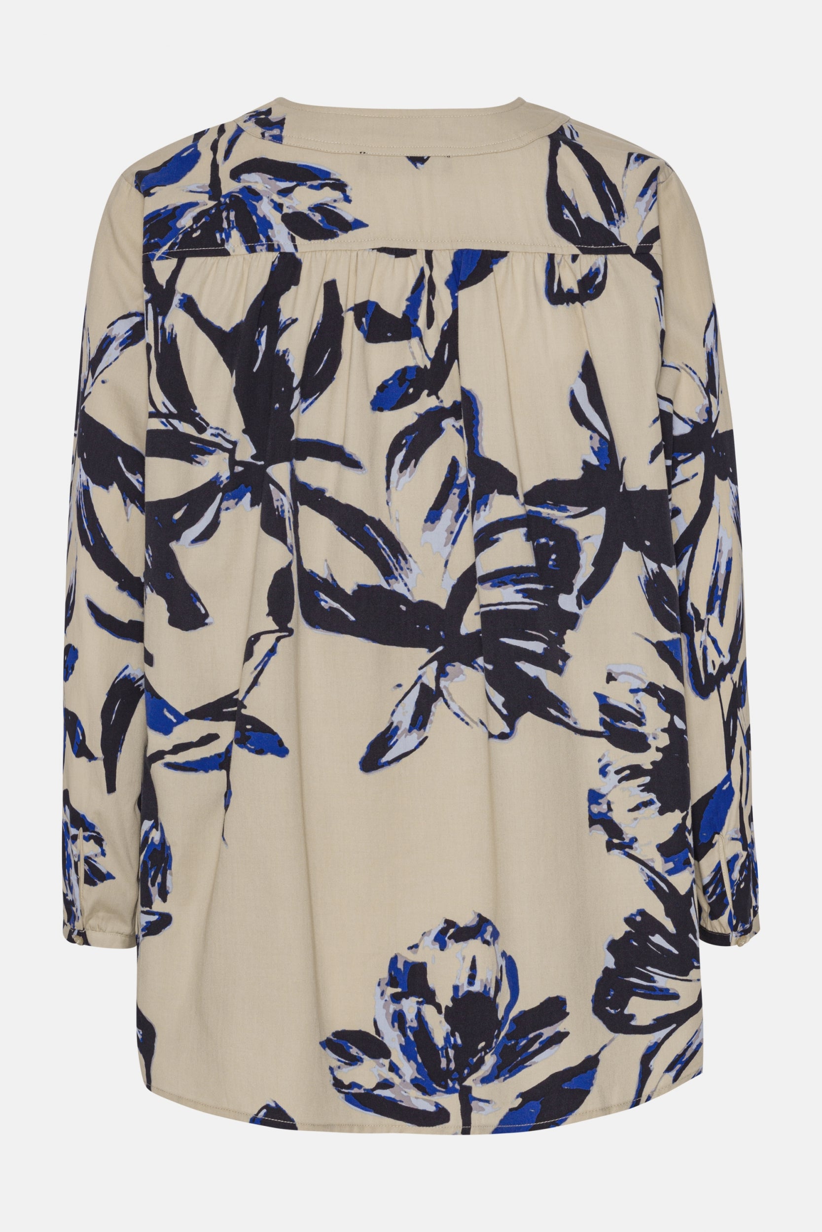 Blouse met Plooitjes TENCELLA05P | Sand Artsy Stroke Flower | Shirt | Ilse Jacobsen