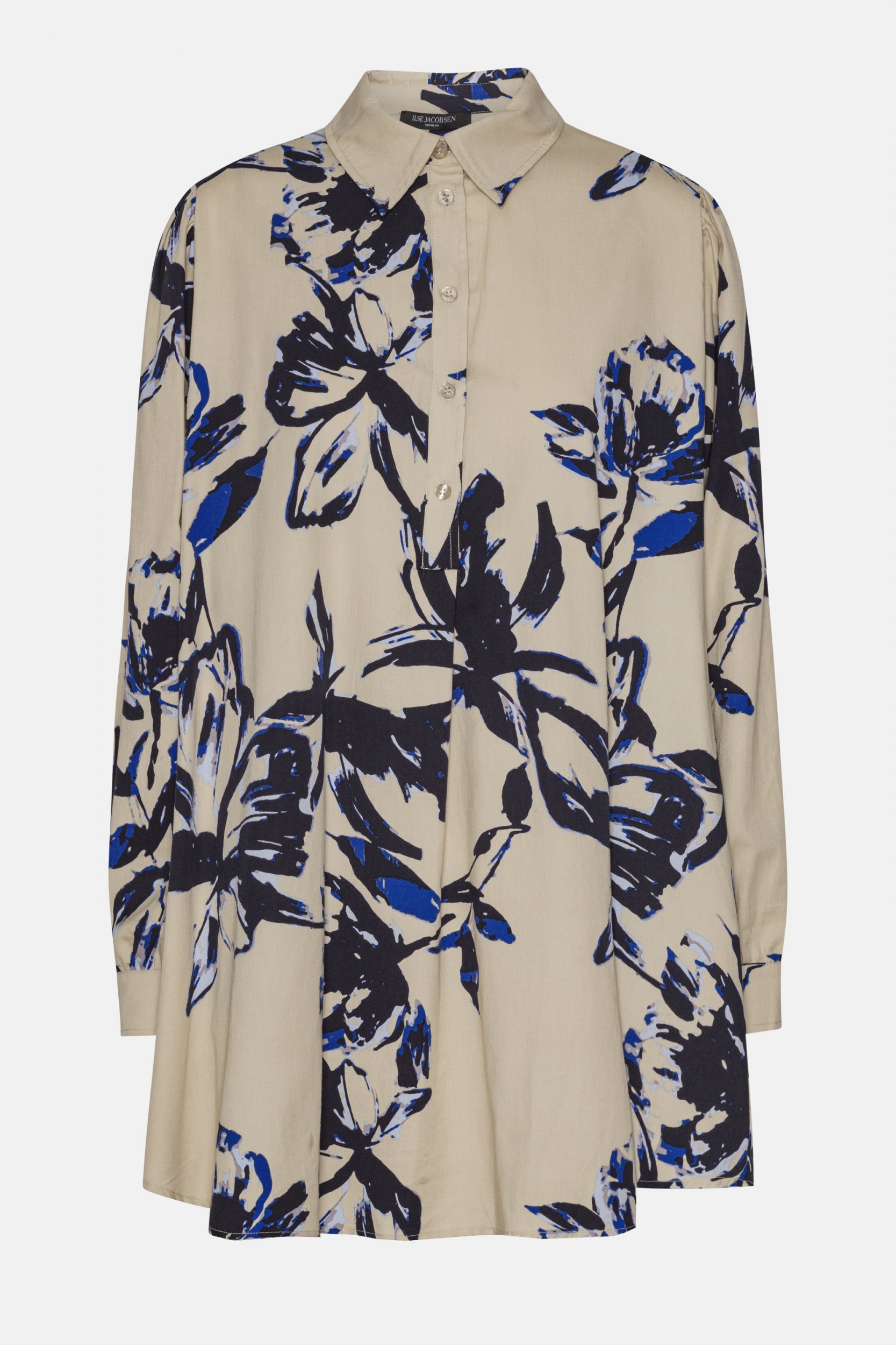 Lange Mouwen Tuniekjurk TENCELLA06P | Sand Artsy Stroke Flower | Shirt | Ilse Jacobsen