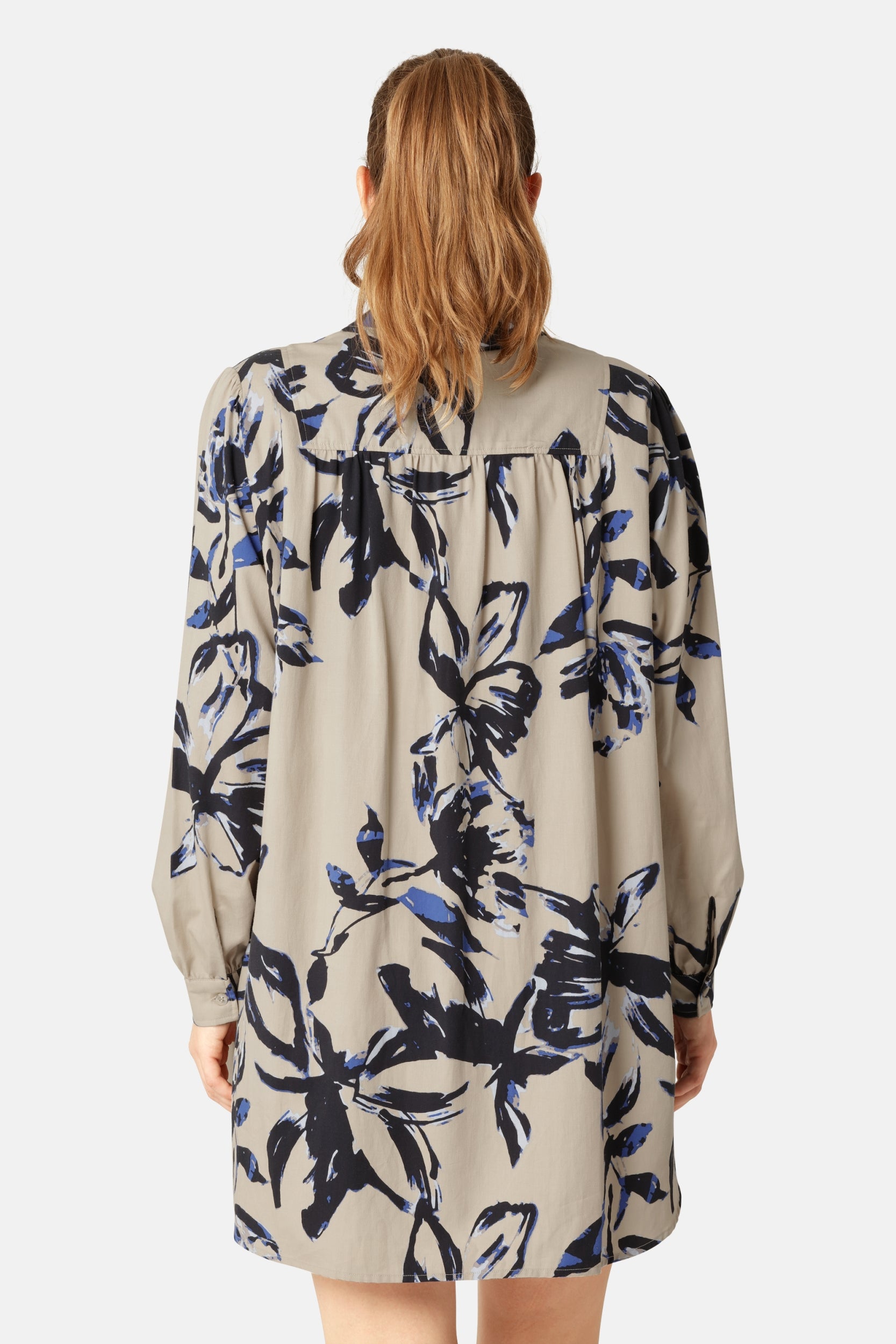 Lange Mouwen Tuniekjurk TENCELLA06P | Sand Artsy Stroke Flower | Shirt | Ilse Jacobsen