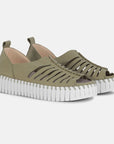 Instapsandalen TULIP9376W witte zool - 410 Army | Army | Shoes | Ilse Jacobsen