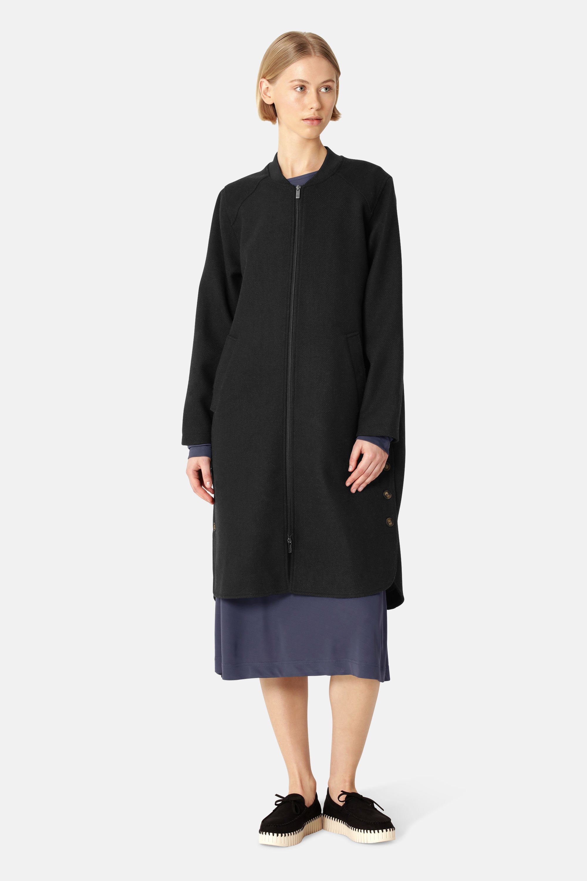 Lange Jas WOOLEN02 | Black | Coat | Ilse Jacobsen