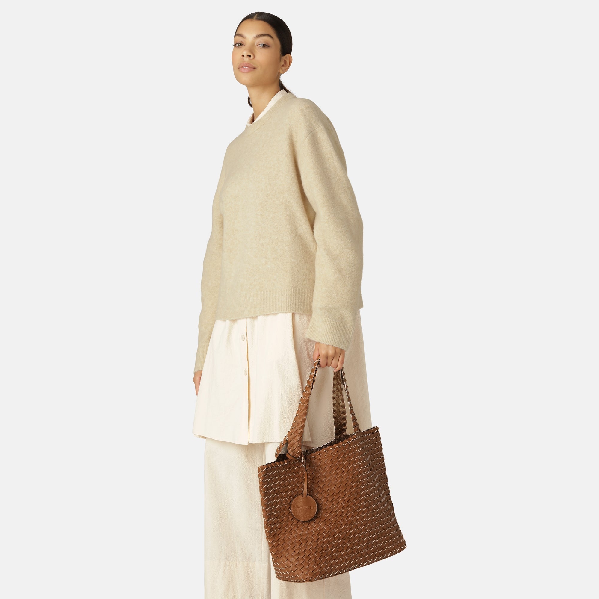 Reversible Tote bag BAG08 M | Burnt Caramel Metallic Brown | Bag | Ilse Jacobsen