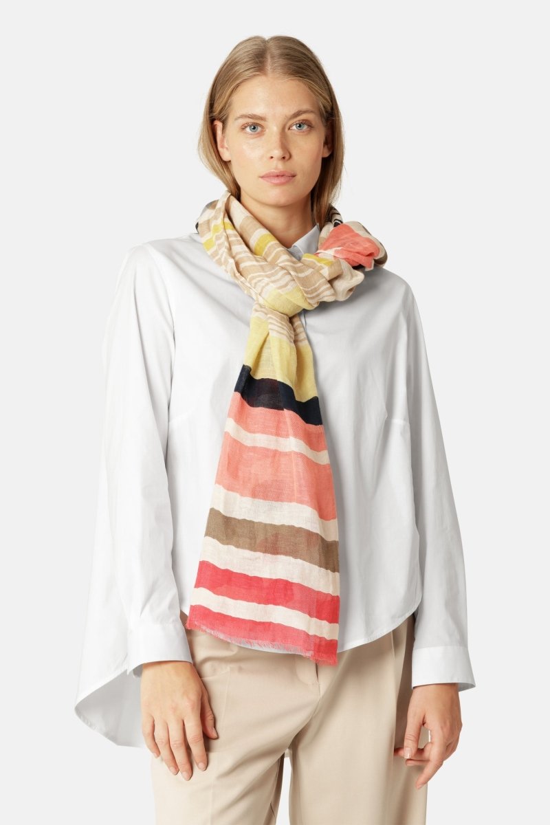 Gestreepte Sjaal LICCO01P | Red Organic Stripe | Scarf | Ilse Jacobsen