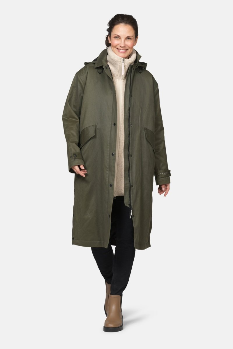 Gewatteerde jas van waxed cotton LAND01 | Army | Coat | Ilse Jacobsen