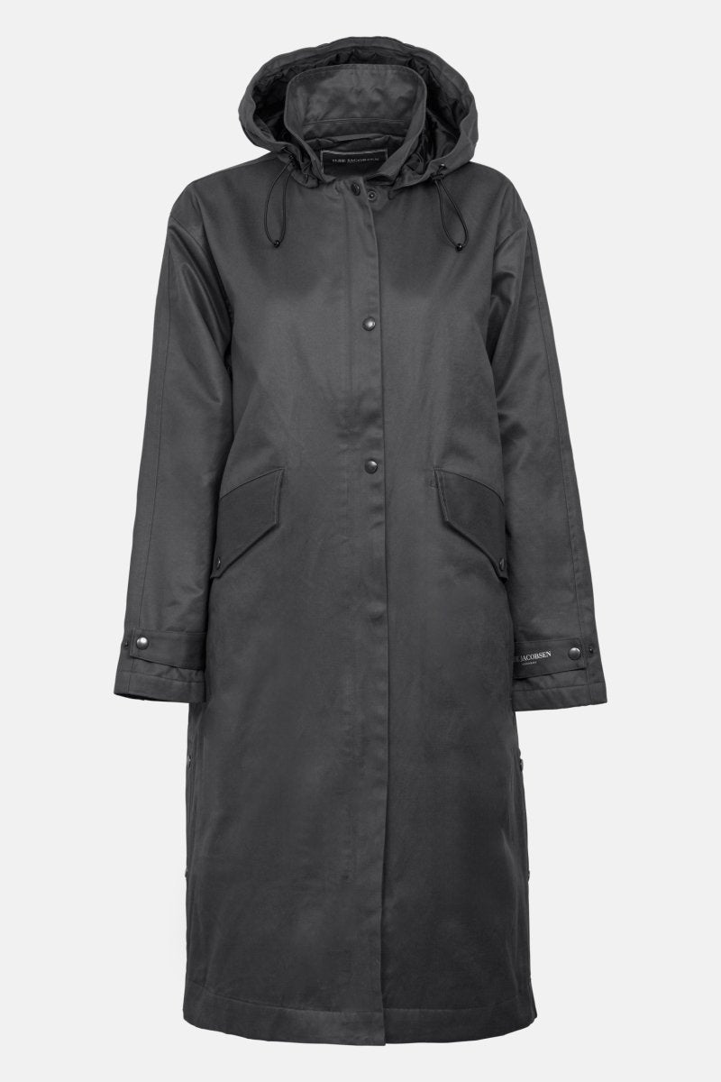 Gewatteerde jas van waxed cotton LAND01 | Dark Brown Check - Ilse Jacobsen