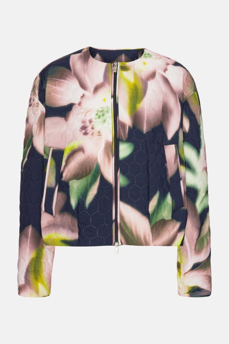 Korte Gewatteerde Jas HONEYCOMBE01P | Dark Photoristic Flower | Jacket | Ilse Jacobsen