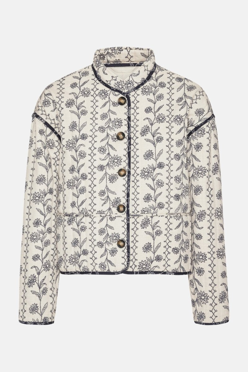 Korte Gewatteerde Jas OTTOMAQUILT01P | White Wildflower | Jacket | Ilse Jacobsen