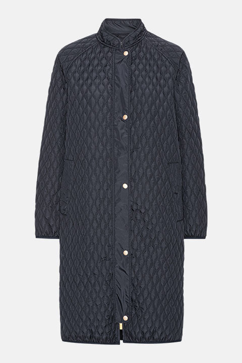 Lange Gewatteerde Jas ALLY06 | Dark Indigo | Coat | Ilse Jacobsen