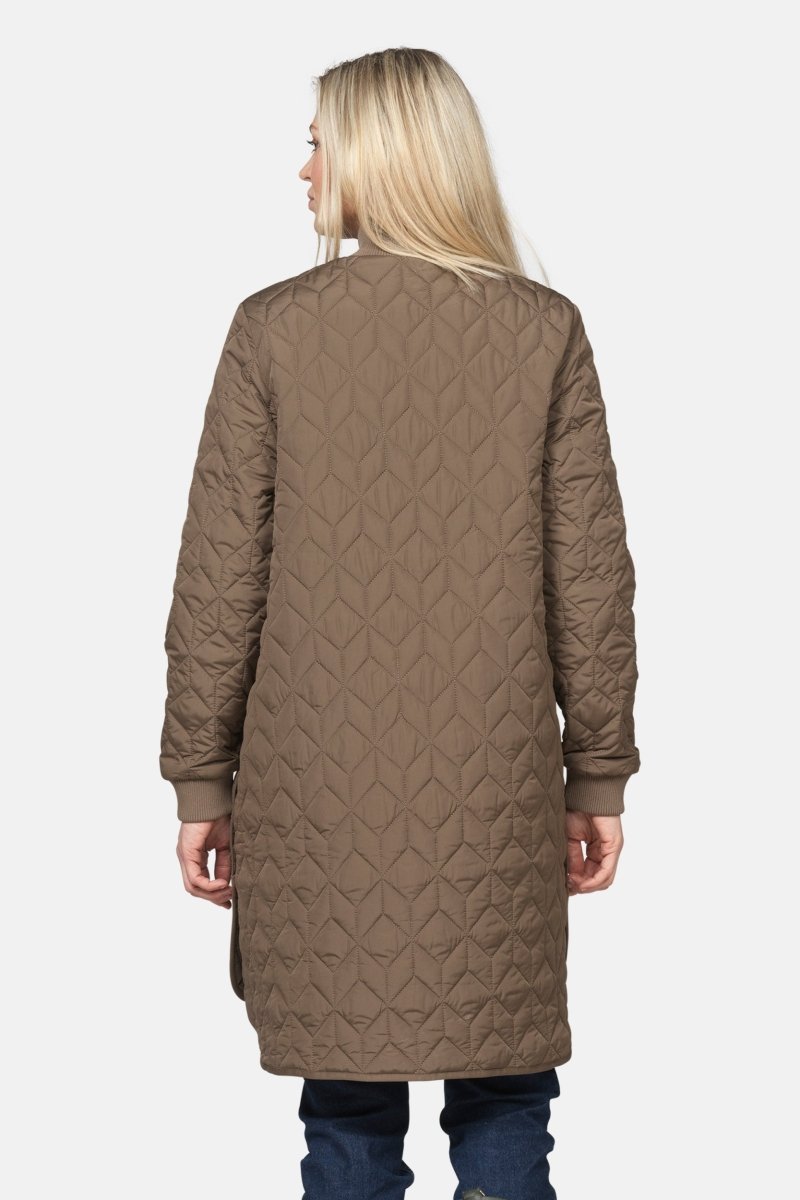 Lange gewatteerde jas ART06 | Mud | Coat | Ilse Jacobsen