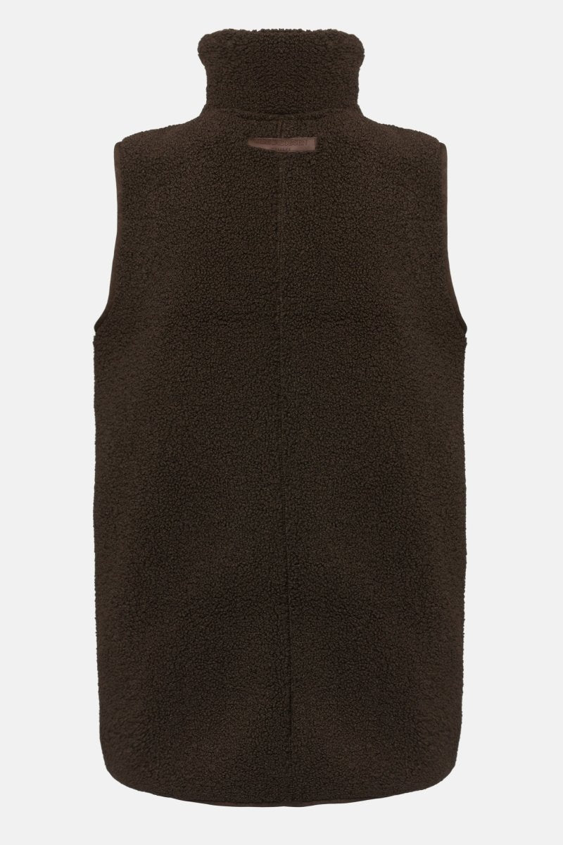 Lange teddy bodywarmer BONDEDPILE02 | Chocolate Torte | Jacket | Ilse Jacobsen