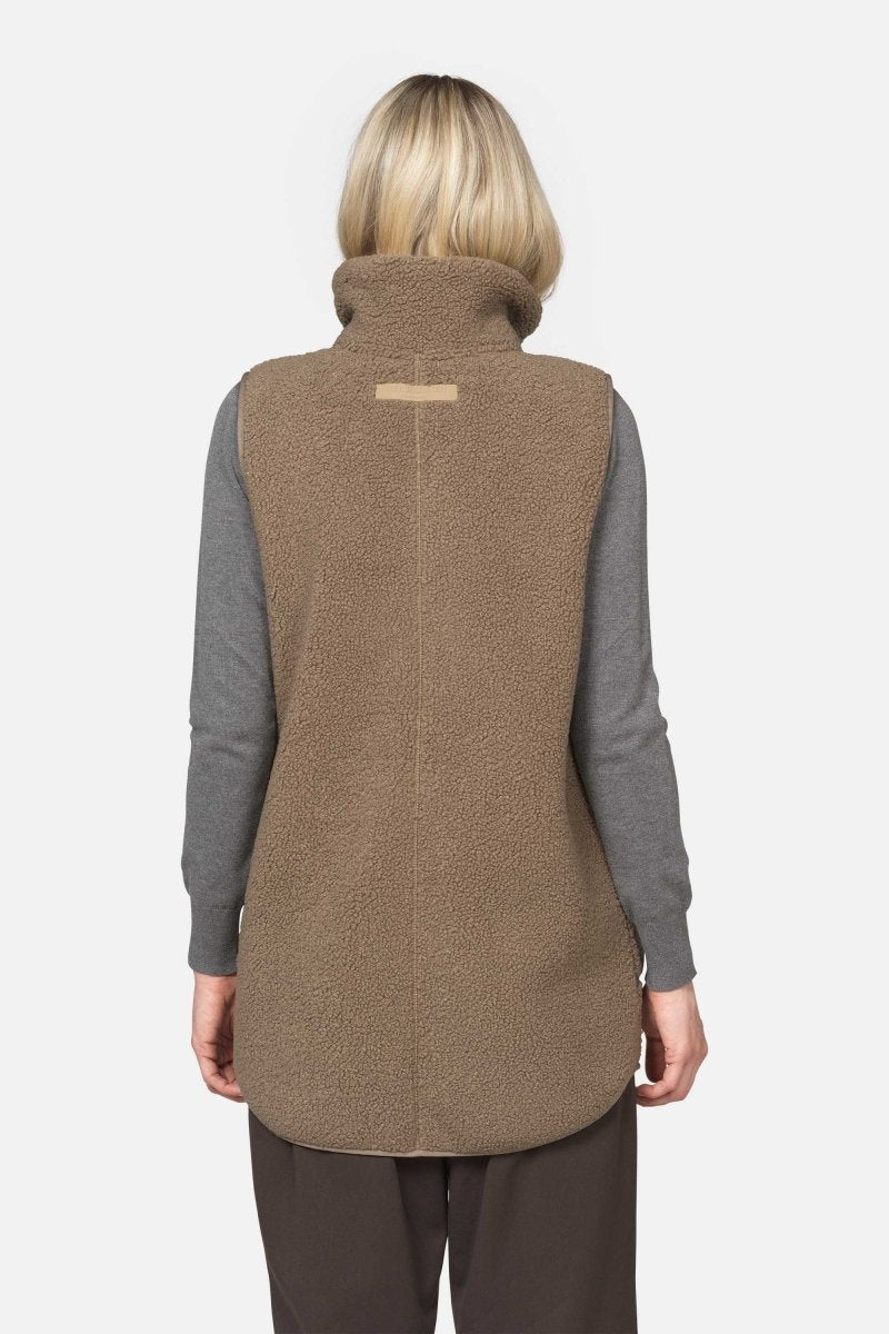 Lange teddy bodywarmer BONDEDPILE02 | Greige - Ilse Jacobsen