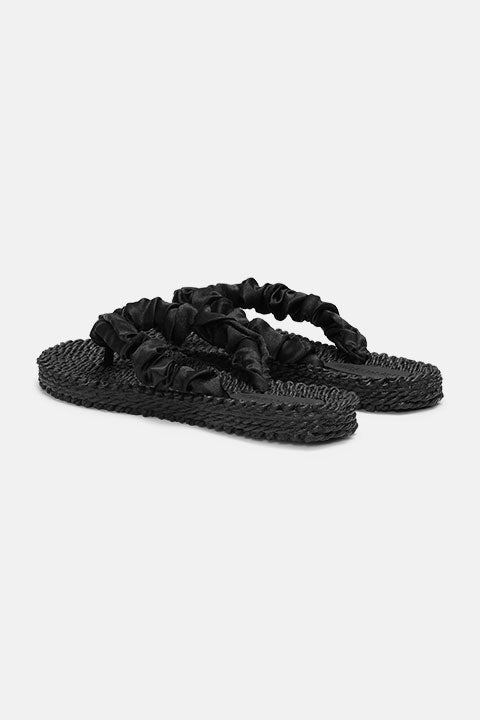 Slippers met satijnen band CHEERFUL06 | Black | Flip Flop | Ilse Jacobsen