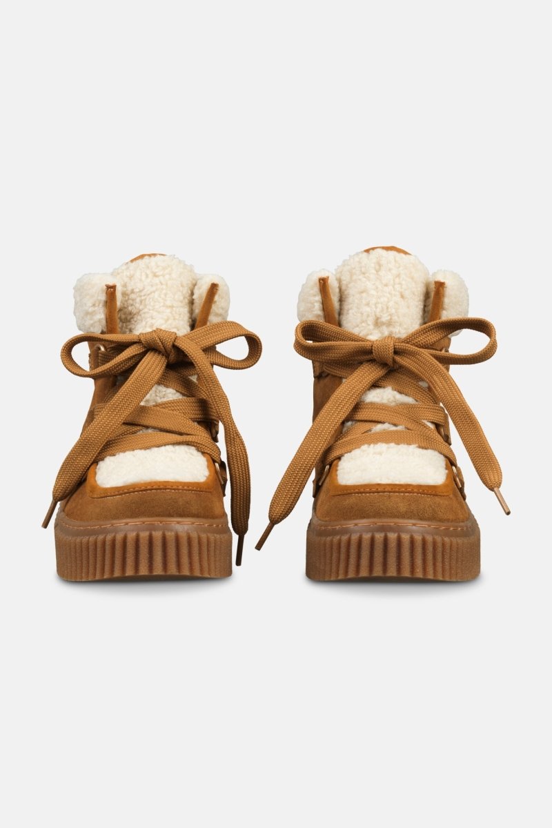 Suède veterlaarsjes met lamsvacht CALIRA02 | Cashew Clay | Shoes | Ilse Jacobsen