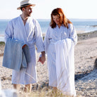 Badjas | Powder Blue Stripes | Bath Collection | Ilse Jacobsen