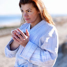 Badjas | Powder Blue Stripes | Bath Collection | Ilse Jacobsen