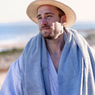 Badjas | Powder Blue Stripes | Bath Collection | Ilse Jacobsen