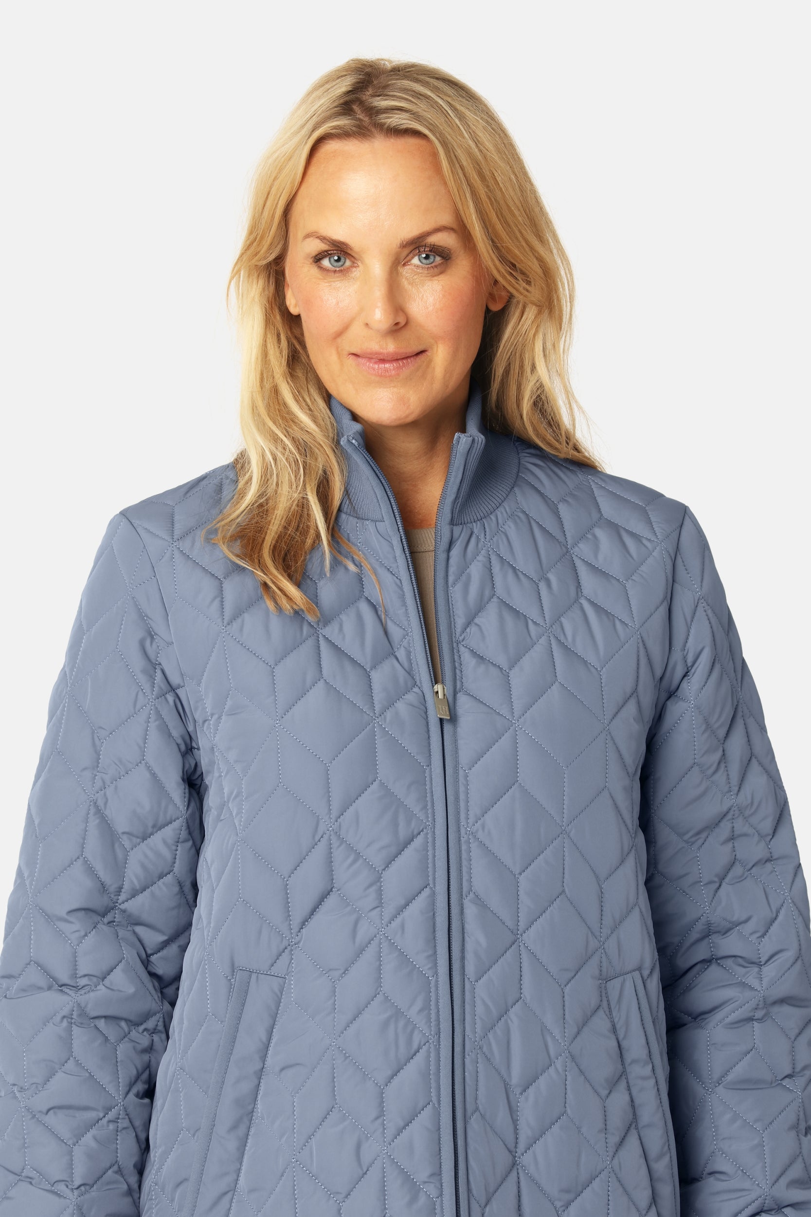 Gewatteerde jas ART06 | Grey Blue | Coat | Ilse Jacobsen